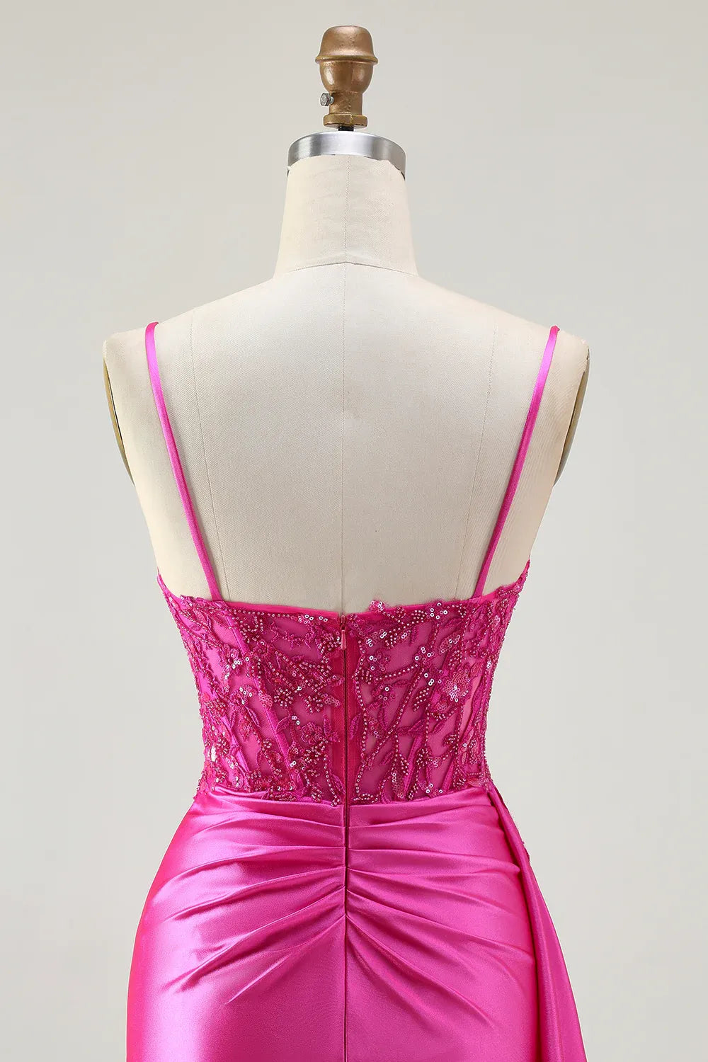 Glamorous Mermaid Corset Sleeveless Satin Appliqued Floor-Length Prom Dress