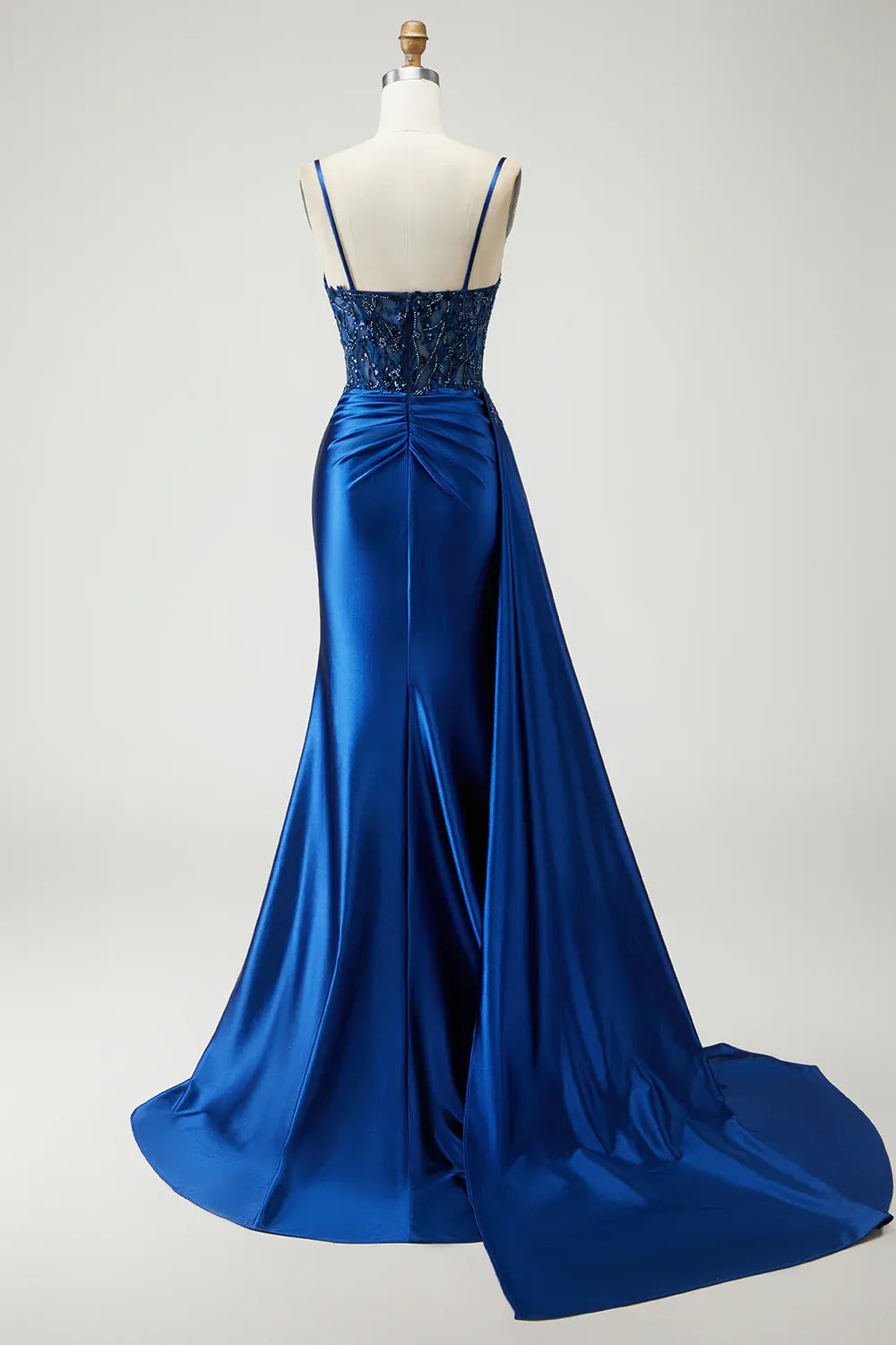 Glamorous Mermaid Corset Sleeveless Satin Appliqued Floor-Length Prom Dress
