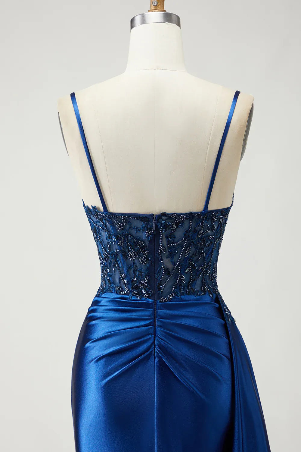 Glamorous Mermaid Corset Sleeveless Satin Appliqued Floor-Length Prom Dress
