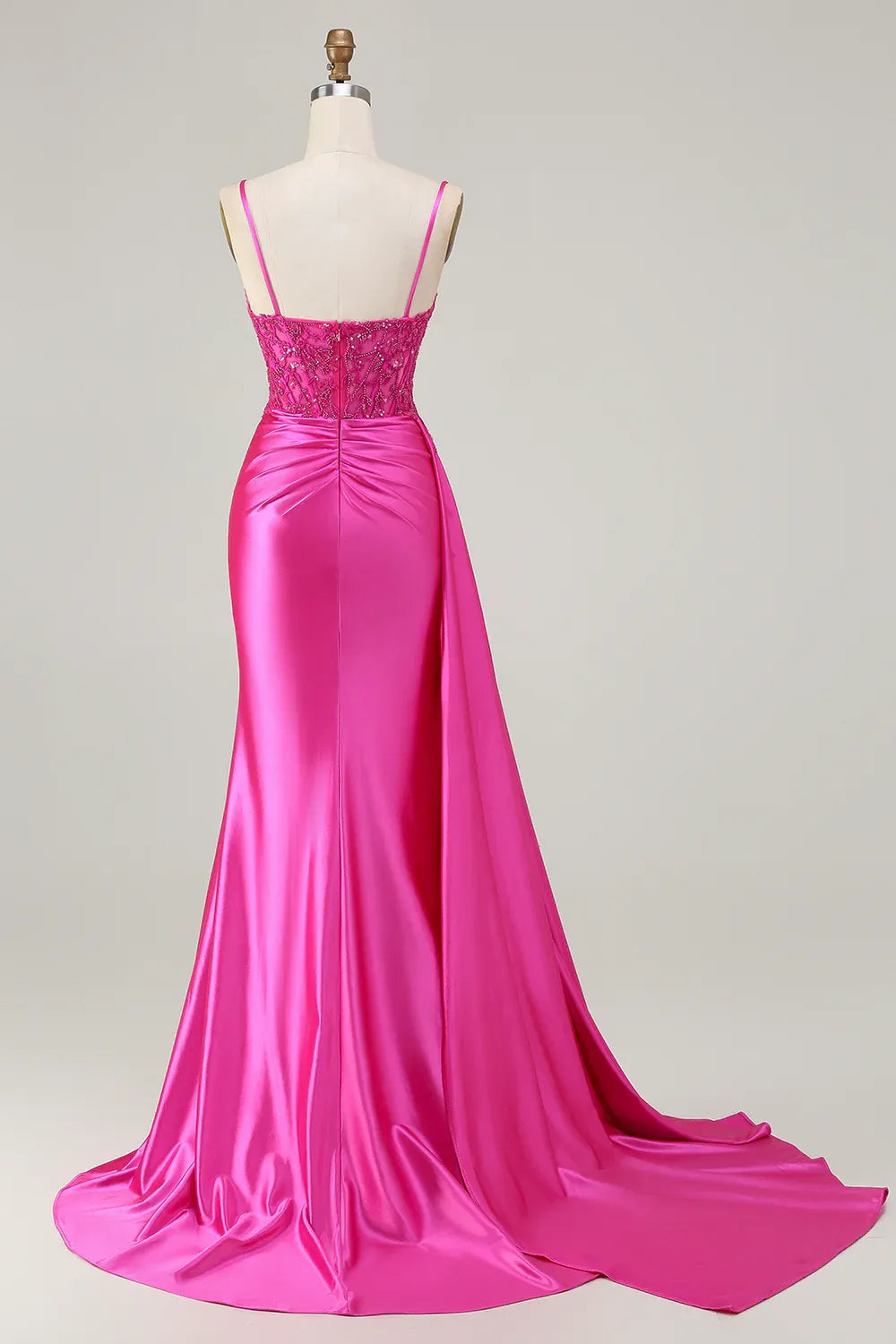 Glamorous Mermaid Corset Sleeveless Satin Appliqued Floor-Length Prom Dress