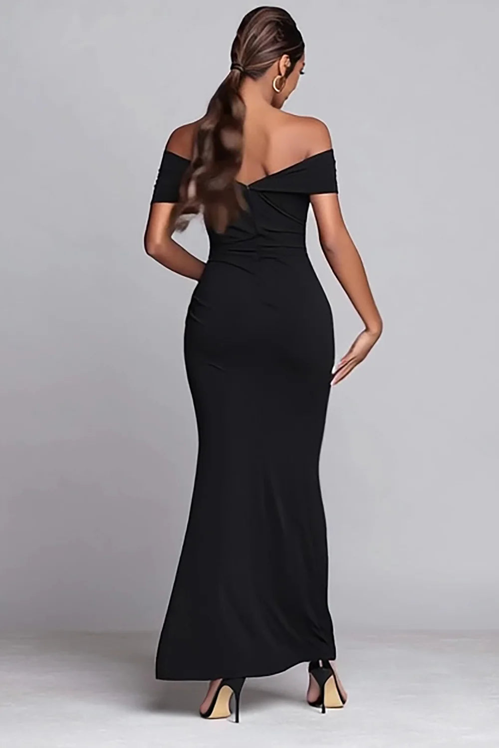 Glamorous Mermaid/Trumpet Off the Shoulder Sleeveless Slit Floor-Length Prom Dress