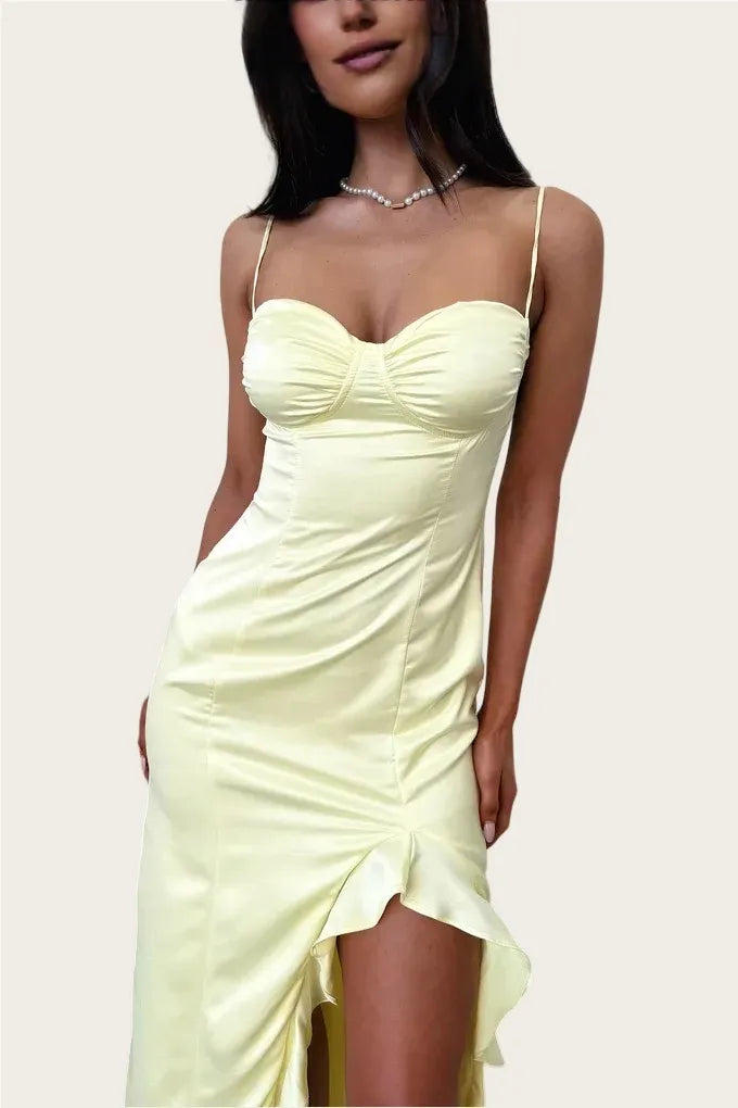 Glamorous Mermaid/Trumpet Spaghetti Straps Sleeveless Satin Floor-Length Prom Dress