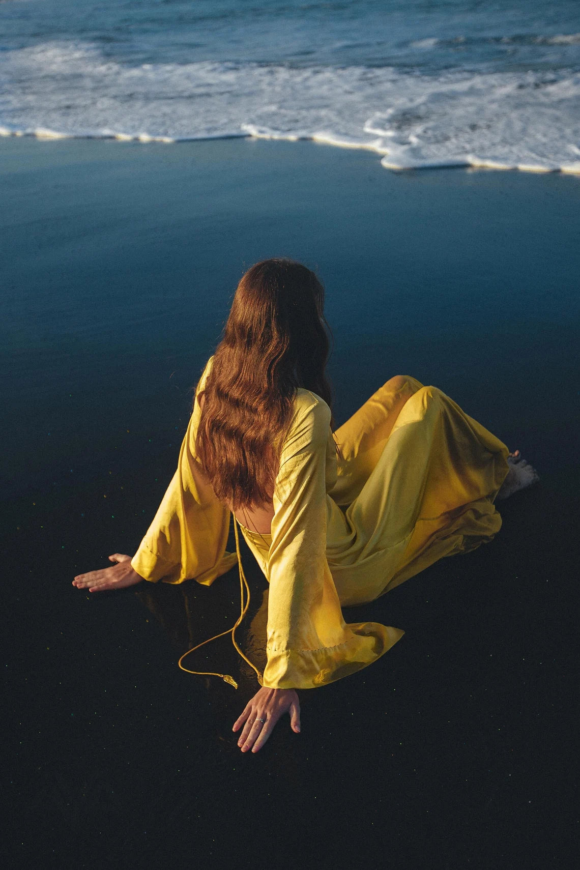 Gold Dress Floor Length Goddess Bell Sleeve Dress Deep V Neck Bridesmaid Wrap Prom Dress Bohemian Style