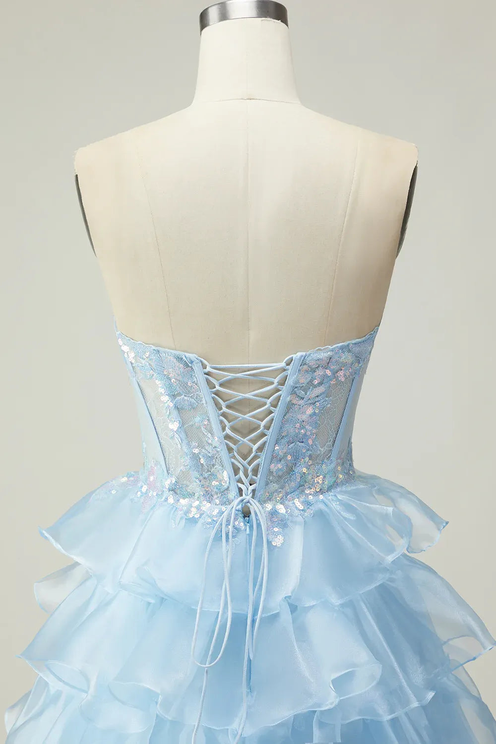 Gorgeous A Line Corset Sleeveless Tulle Tiered Floor-Length Prom Dress