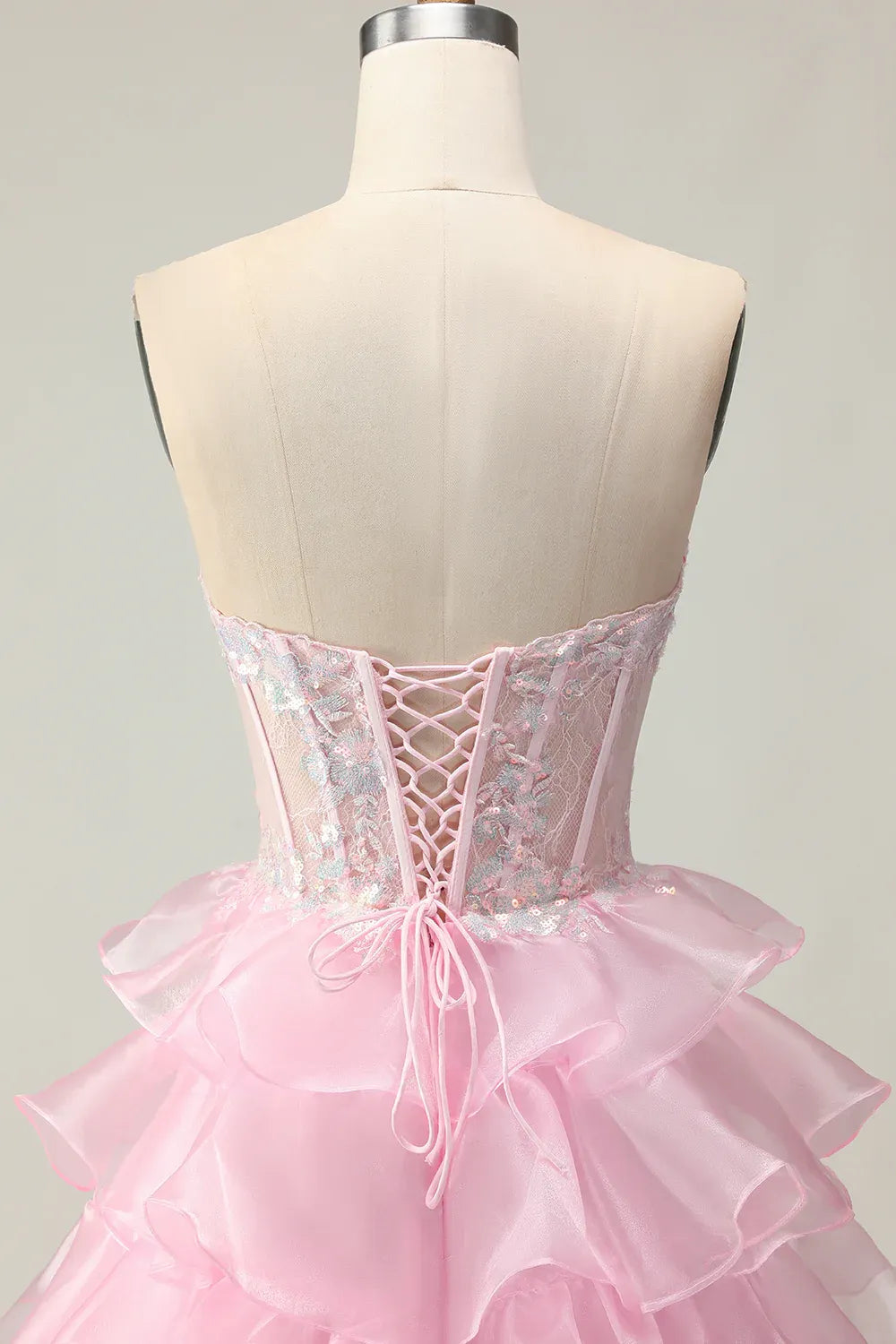 Gorgeous A Line Corset Sleeveless Tulle Tiered Floor-Length Prom Dress