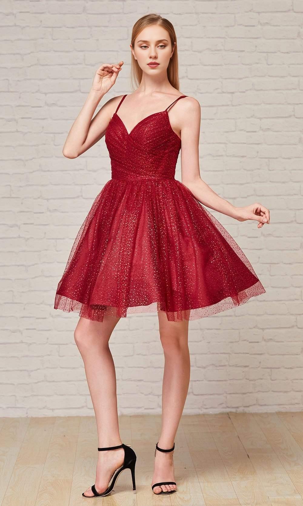 Gowns Evening Dresses/ A-line Glitter Sleeveless Tulle V Neck Open Back Lace-up Tie Dress/ Homecoming Dresses/ Formal Women's Dresses/ Prom Dress Shops