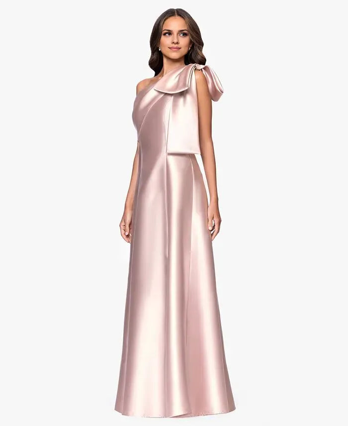 Graceful A-Line One Shoulder Sleeveless Pleated Satin Floor-Length Prom Dress