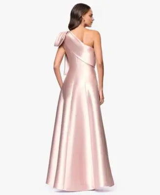 Graceful A-Line One Shoulder Sleeveless Pleated Satin Floor-Length Prom Dress