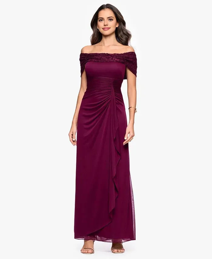 Graceful Mermaid Off-the-Shoulder Sleeveless Ruffles Lace Floor-Length Prom Dress