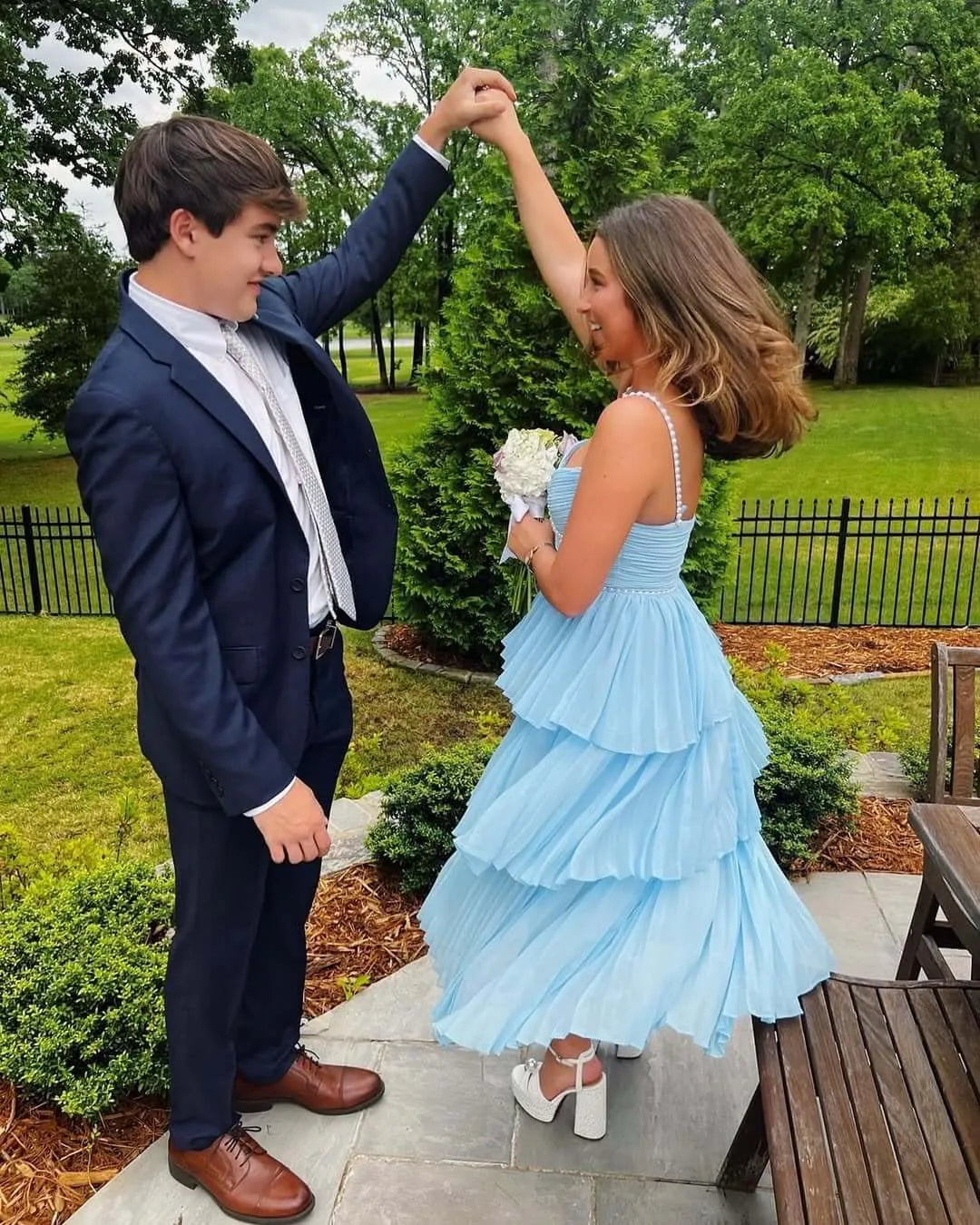 Graceful Off The Shoulder Sleeveless A-Line Tiered Chiffon Floor Length Party Dress