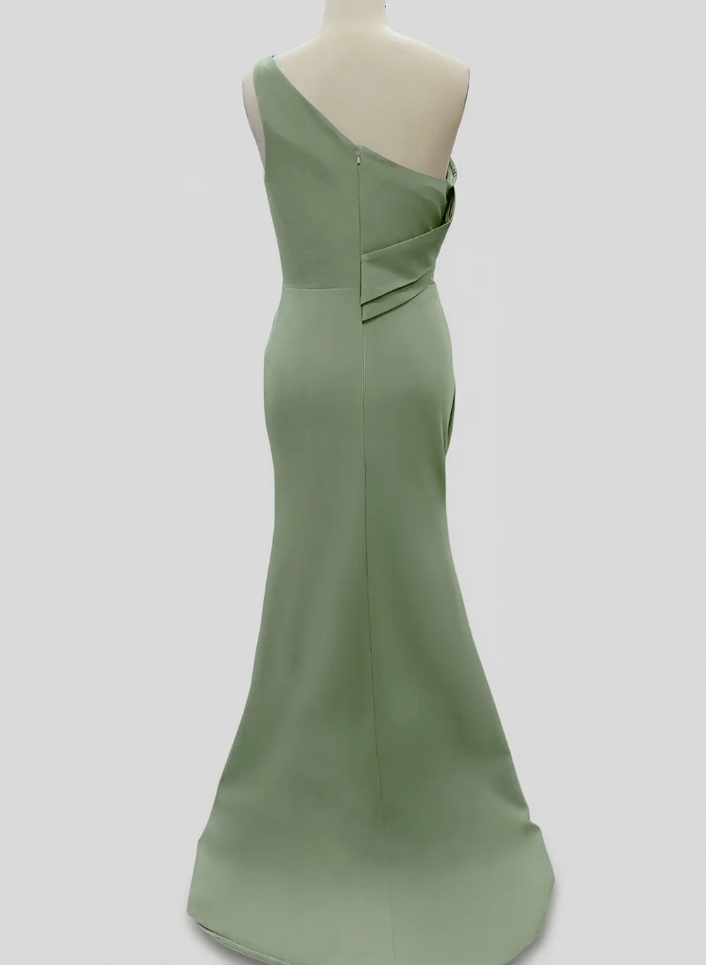 Graceful Sheath One-Shoulder Sleeveless Pleated Satin Sweep Train Evening Dress