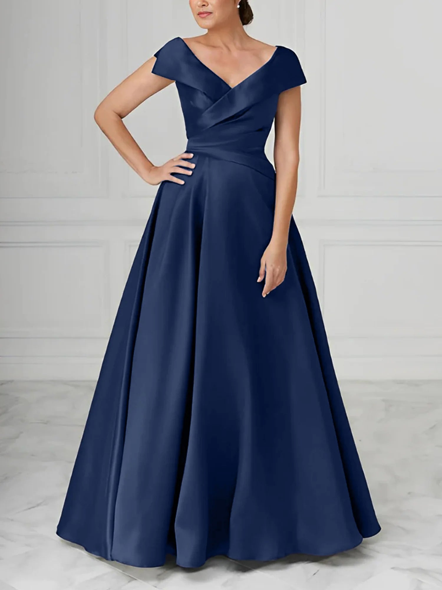 Graceful A-Line/Princess V-Neck Satin Mother Of The Bride Dresses With Ruched