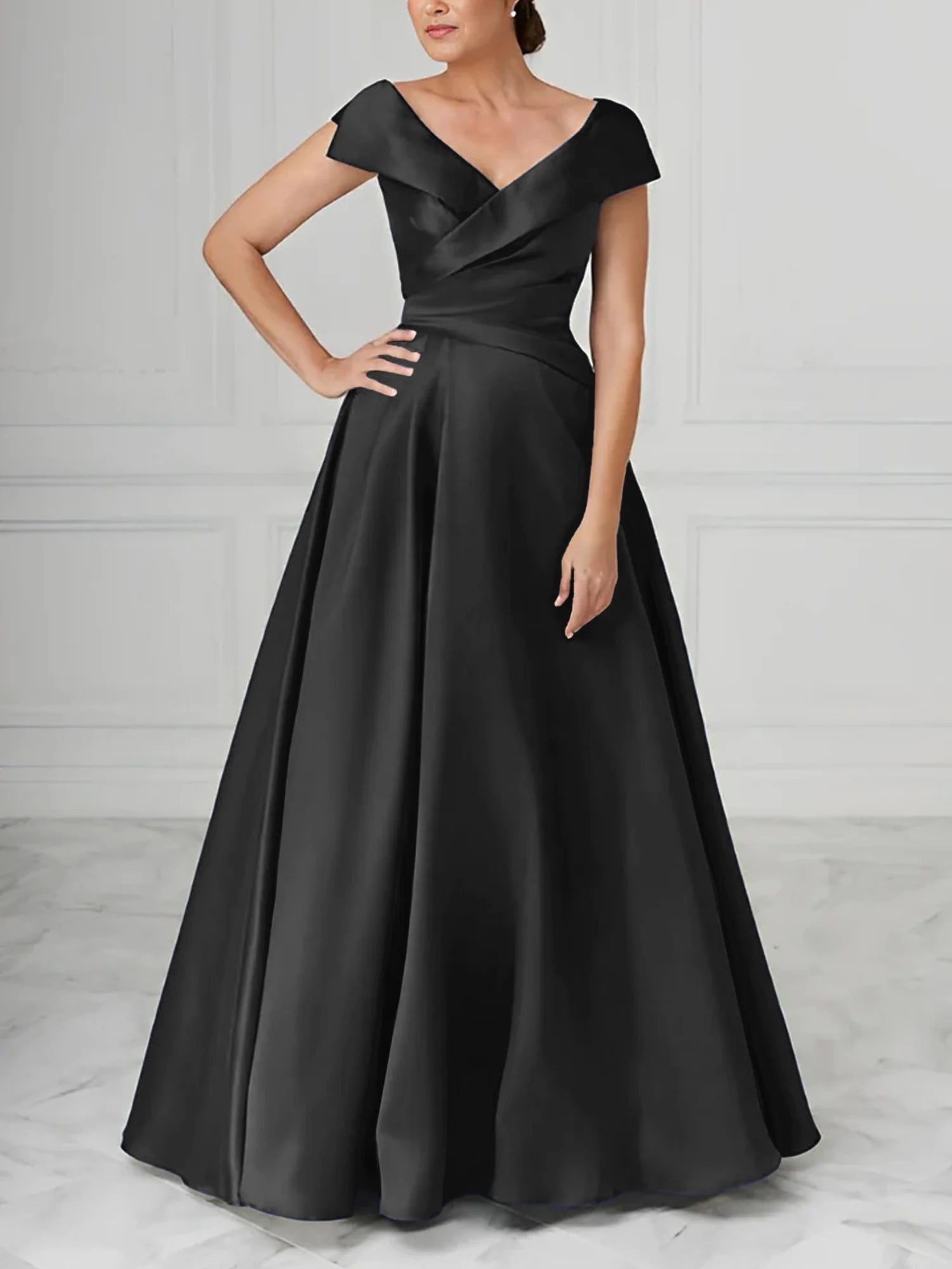 Graceful A-Line/Princess V-Neck Satin Mother Of The Bride Dresses With Ruched