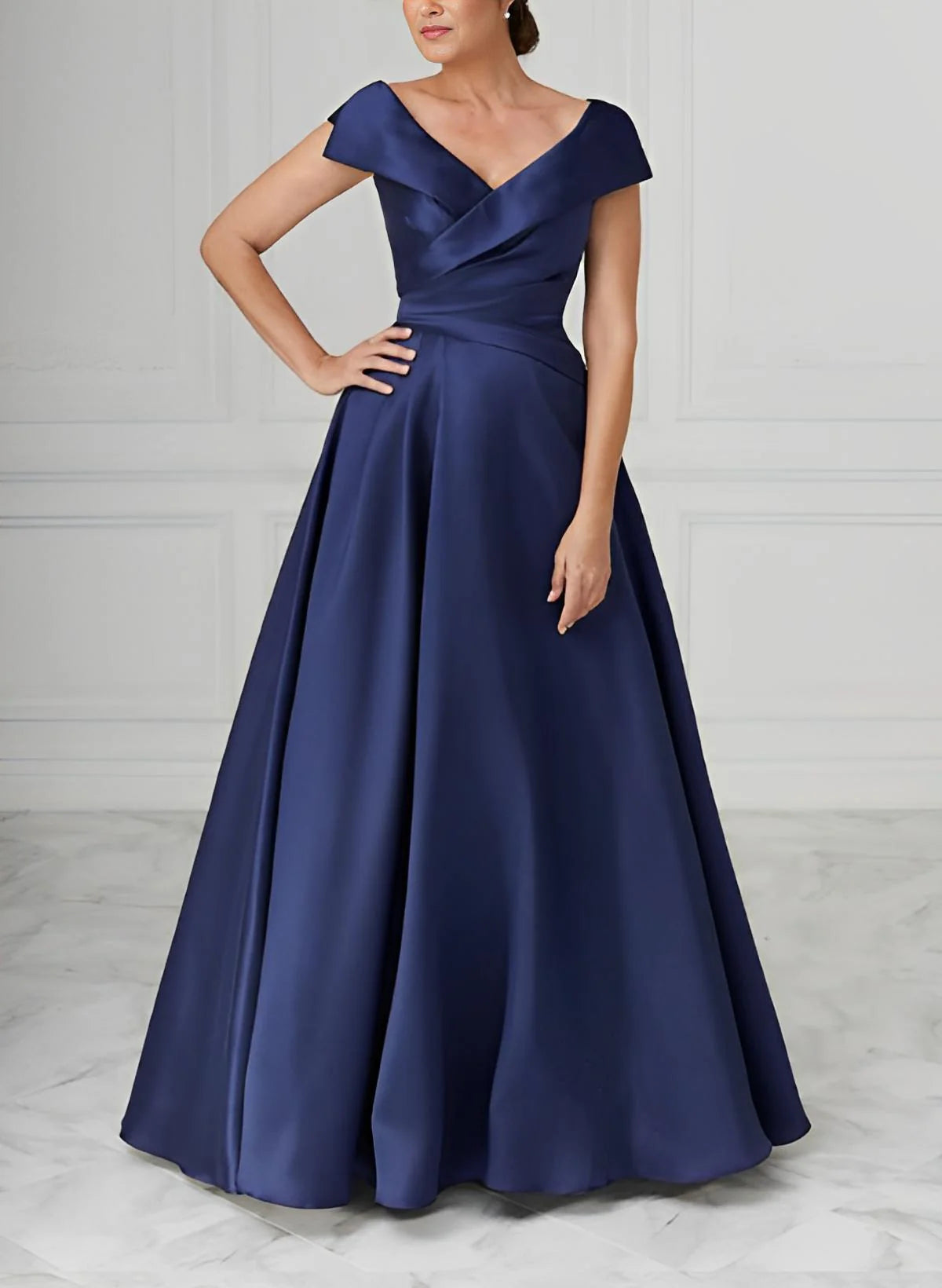 Graceful A-Line/Princess V-Neck Satin Mother Of The Bride Dresses With Ruched