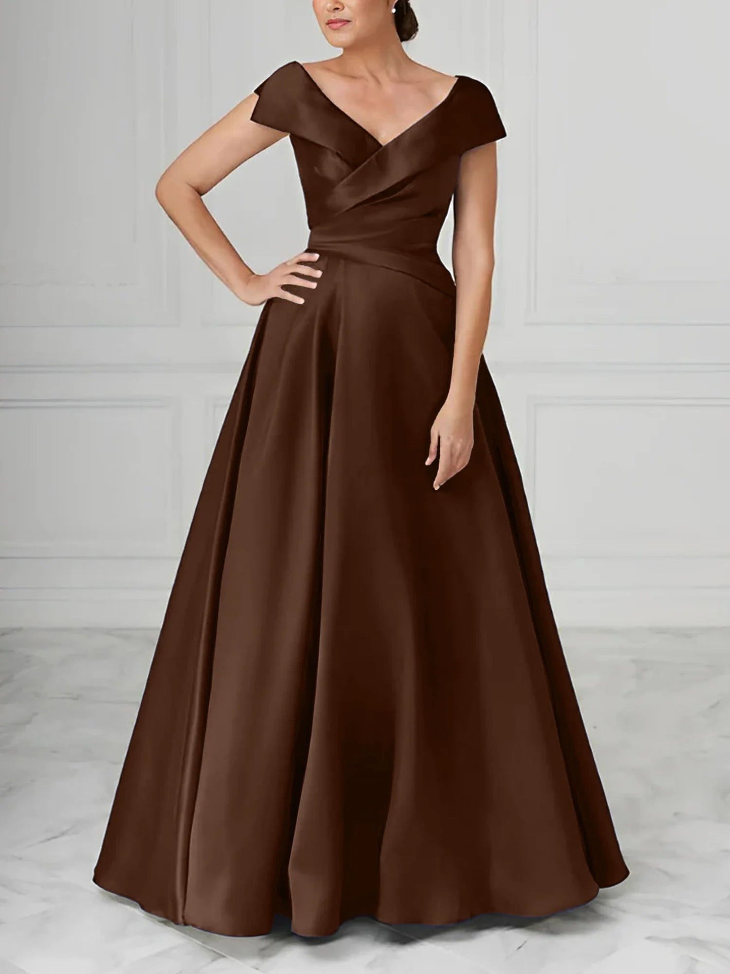 Graceful A-Line/Princess V-Neck Satin Mother Of The Bride Dresses With Ruched