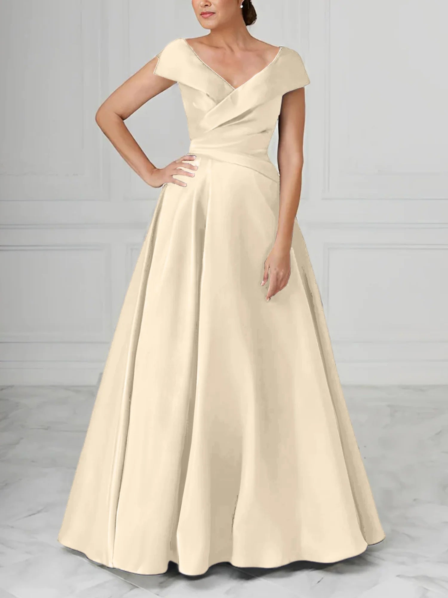 Graceful A-Line/Princess V-Neck Satin Mother Of The Bride Dresses With Ruched