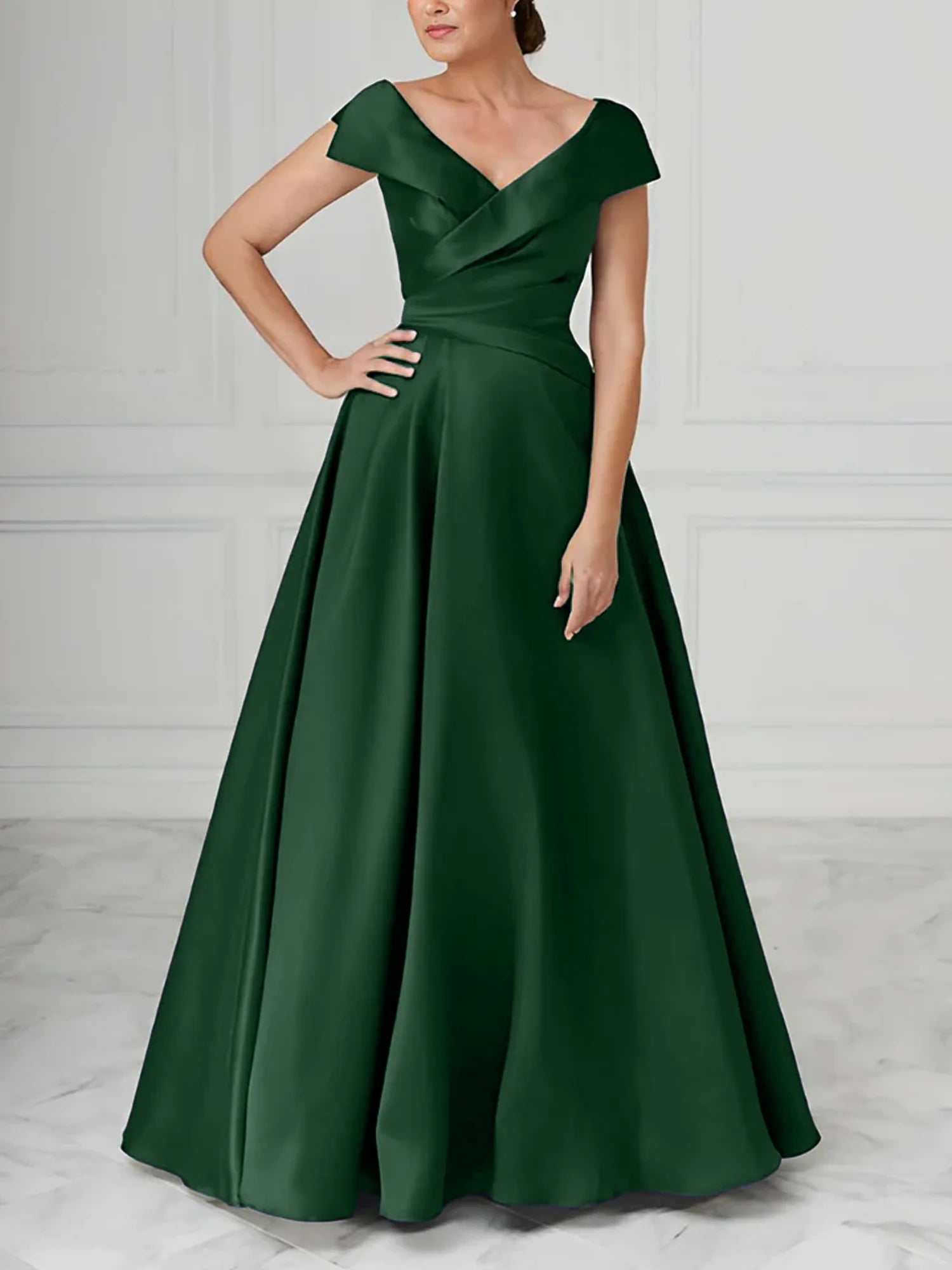 Graceful A-Line/Princess V-Neck Satin Mother Of The Bride Dresses With Ruched