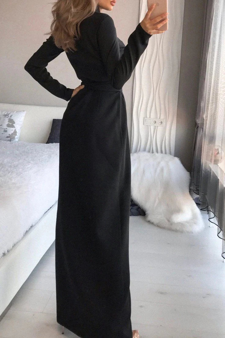 Green Wrap Long Sleeve Party Dress V Neck Chic Slit Prom Dress Burgundy Wrap Long Sleeve Party Dress Black Sheath Evening Dress
