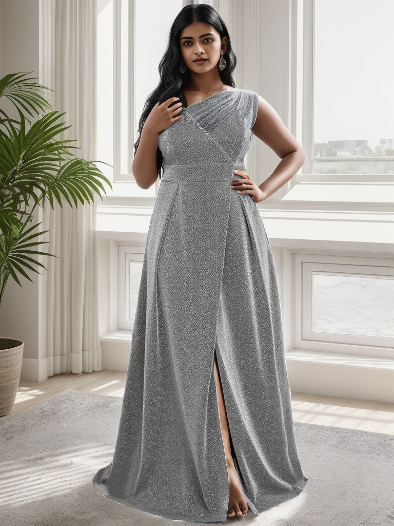 Robe de soirée brillante grande taille à bretelles spaghetti Weitese pour mariage