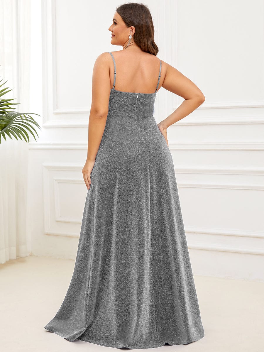 Robe de soirée brillante grande taille à bretelles spaghetti Weitese pour mariage