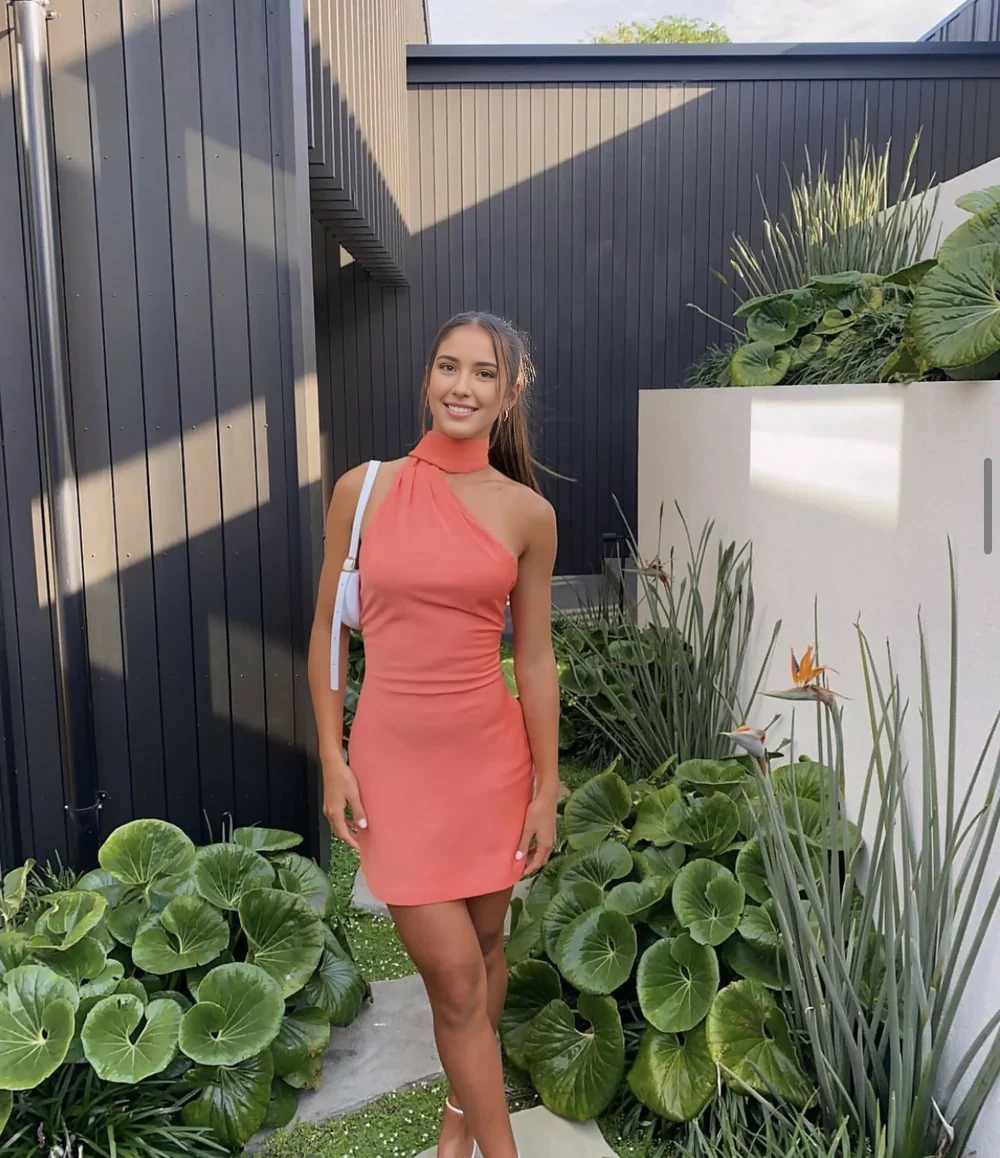 Weitese Dress Prom Dress Stores Coral Halter Backless Sheath Sexy Short Party Dress Formal Dresses