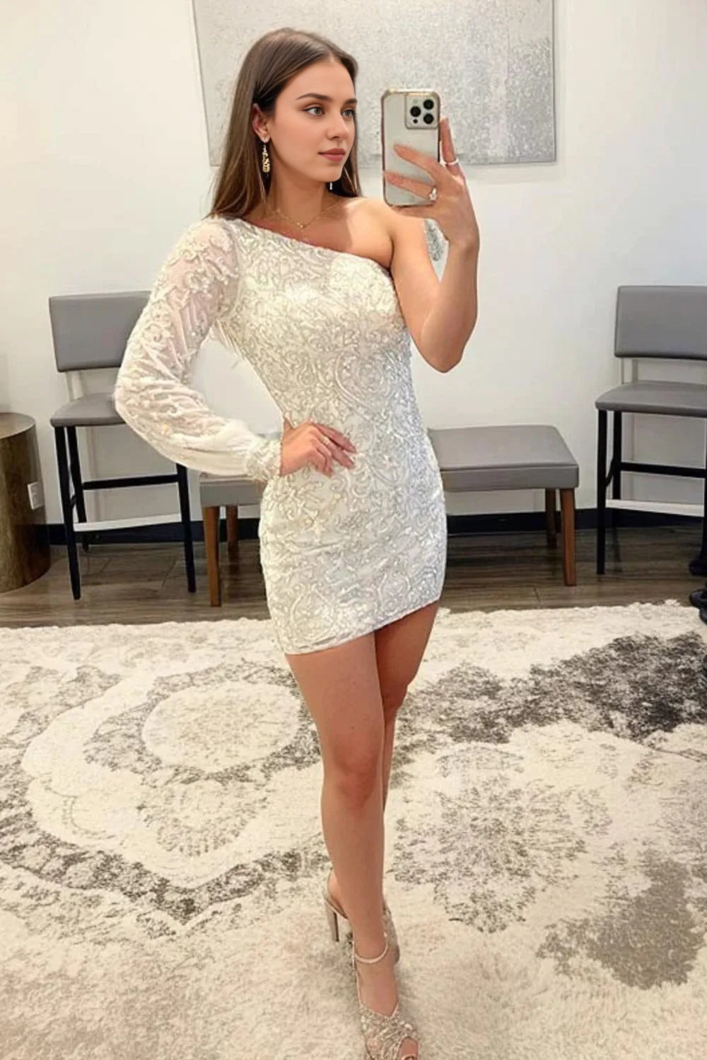 Vestido de fiesta ajustado de un solo hombro con lentejuelas y cuentas azul real de Weitese, vestidos formales, tiendas de vestidos de fiesta 