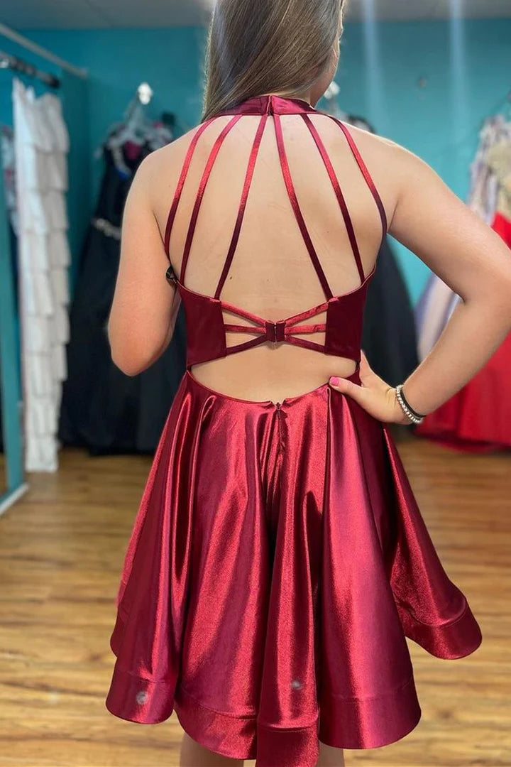 Vestido de fiesta corto sencillo de corte A