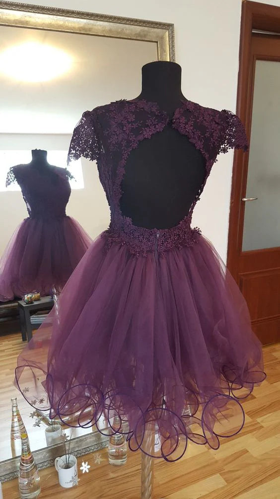 Robe de soirée sexy sans manches et dos nu avec appliques en dentelle