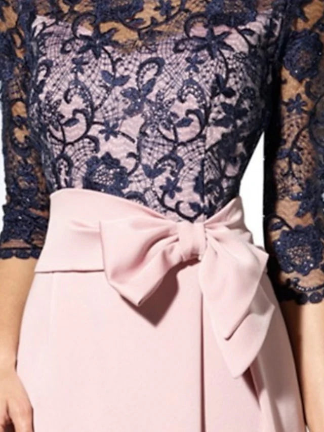 Mom Of The Bride Dressbride Mother Dress Sheath/Column Jewel Neck Floor-Length Mother of the Bride Dresses Formal Women's Dresses