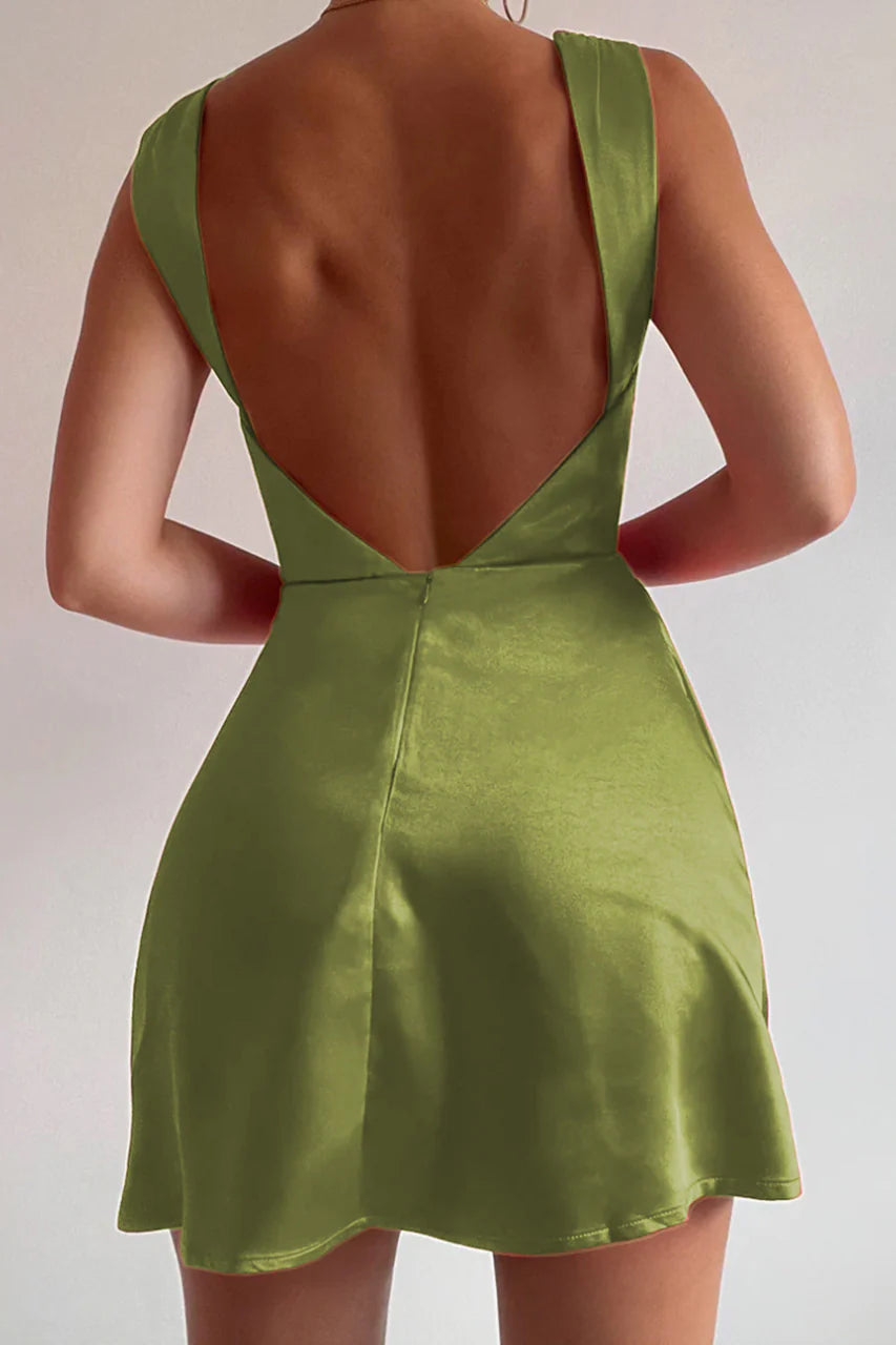 Simple A-Line/Princess Cowl Neck Sleeveless Open back Short-Mini Homecoming Dress