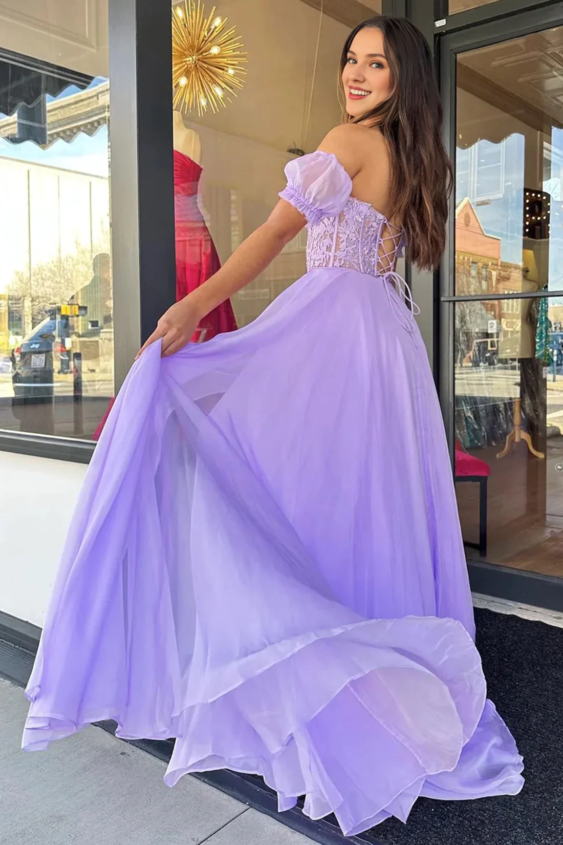 Robe de soirée longue en tulle, dos nu, épaules dénudées, à lacets, longueur au sol, corset