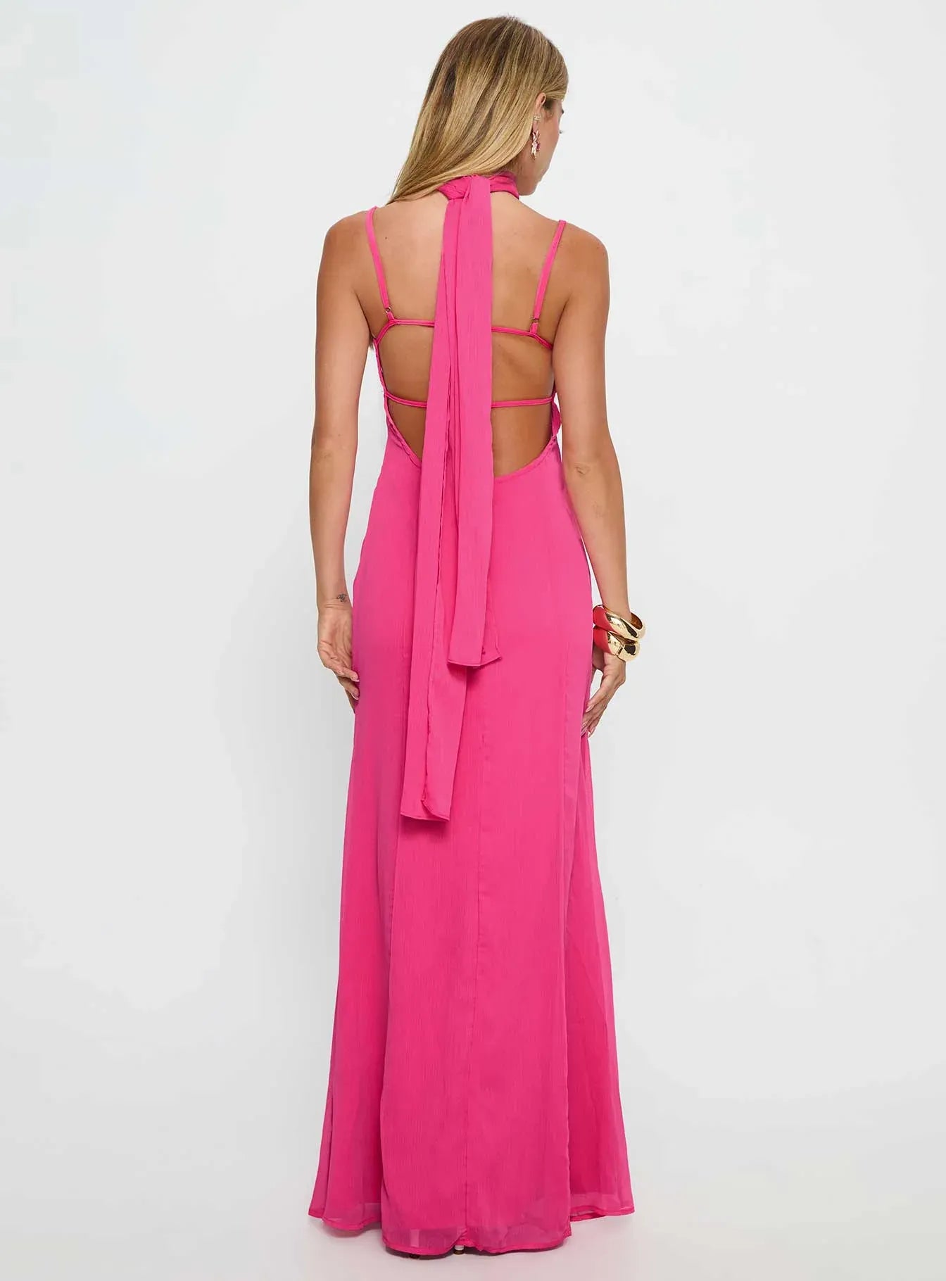 Halter Neck Backless Maxi Dress Trendy Floor Length Ball Gowns