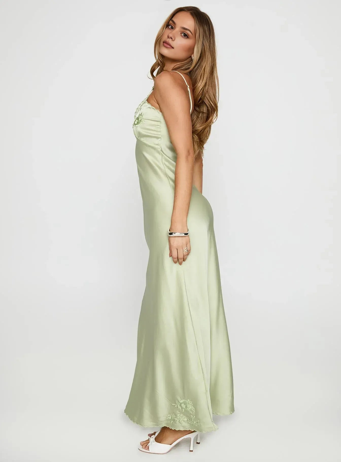 Chic Sheath/Column V Neck Sleeveless Backless Ankle-Length Prom Dress