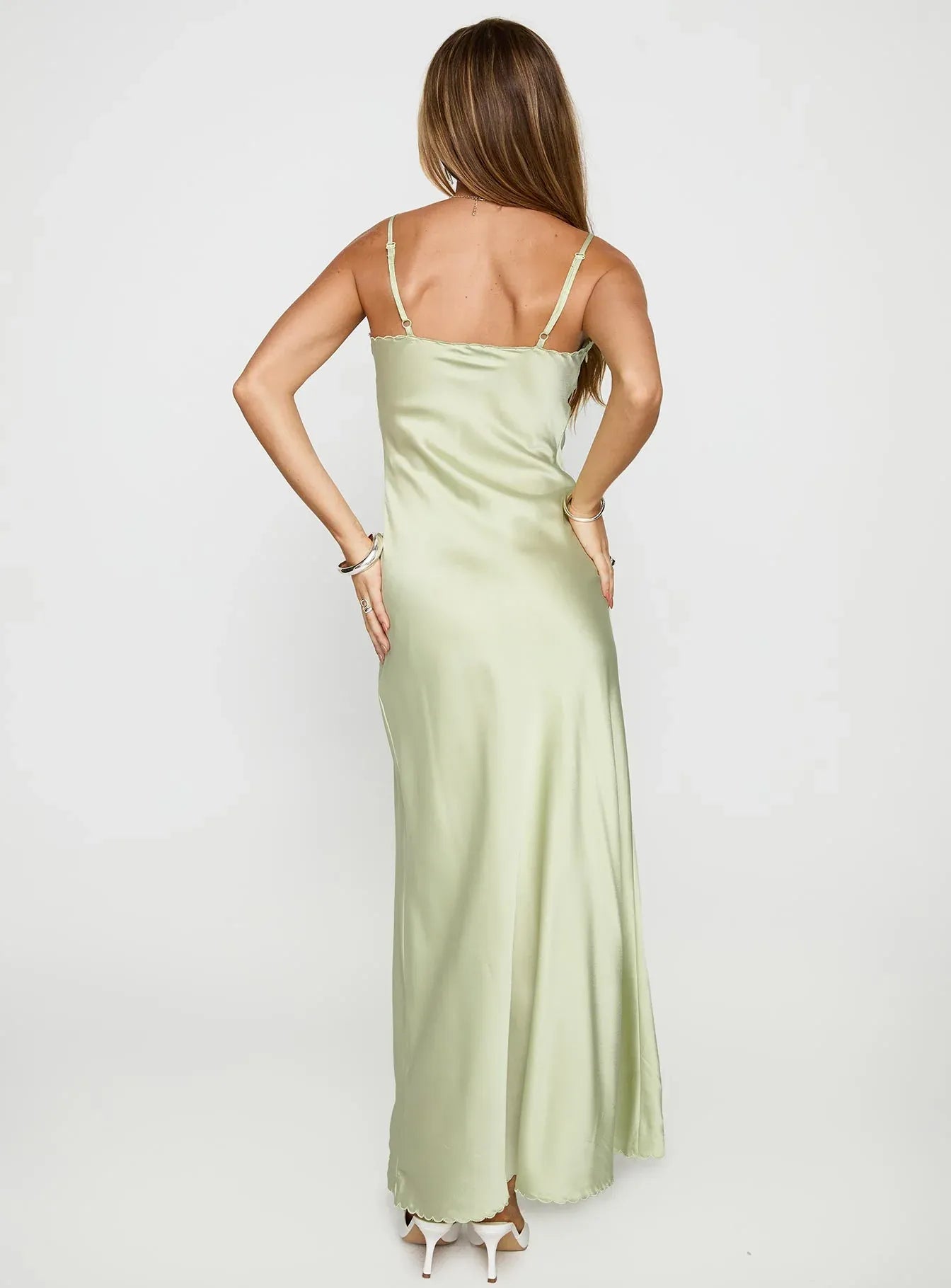 Chic Sheath/Column V Neck Sleeveless Backless Ankle-Length Prom Dress