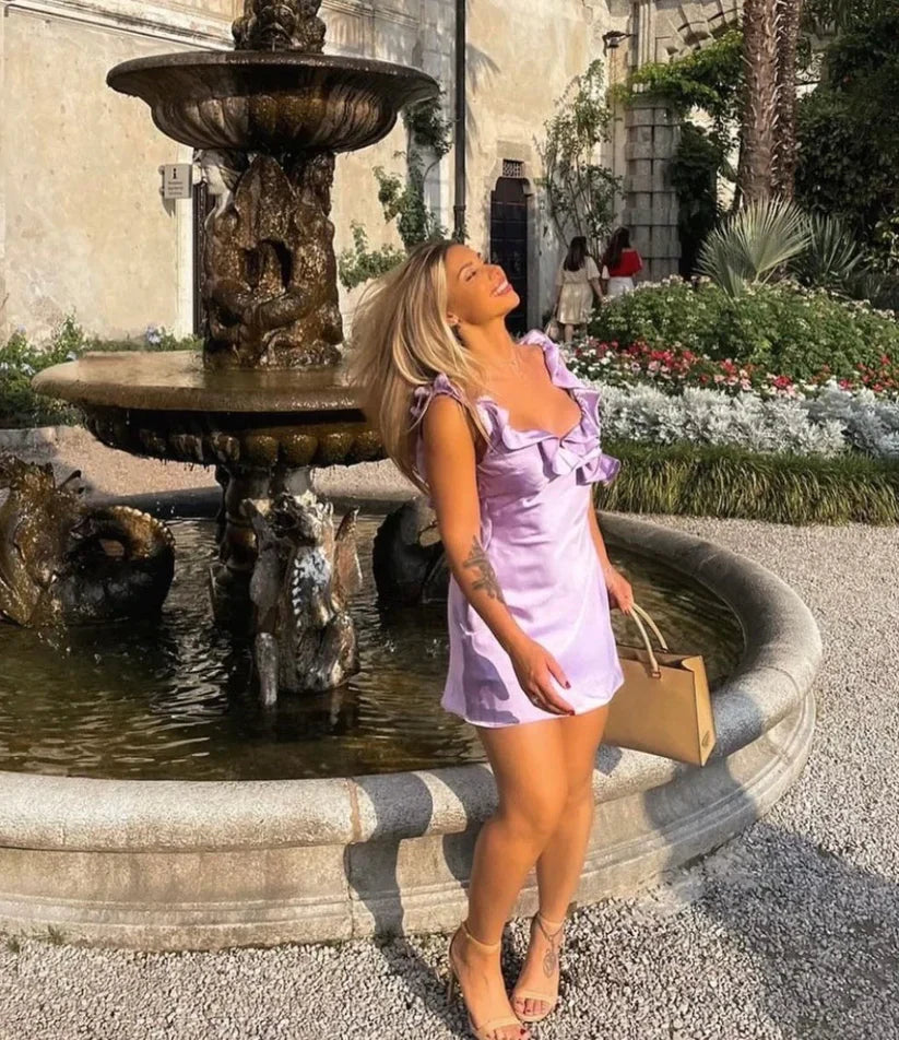 Weitese Dress Prom Dress Stores Lilac Ruffles Backless Cute Simple Homecoming Dress Formal Dresses