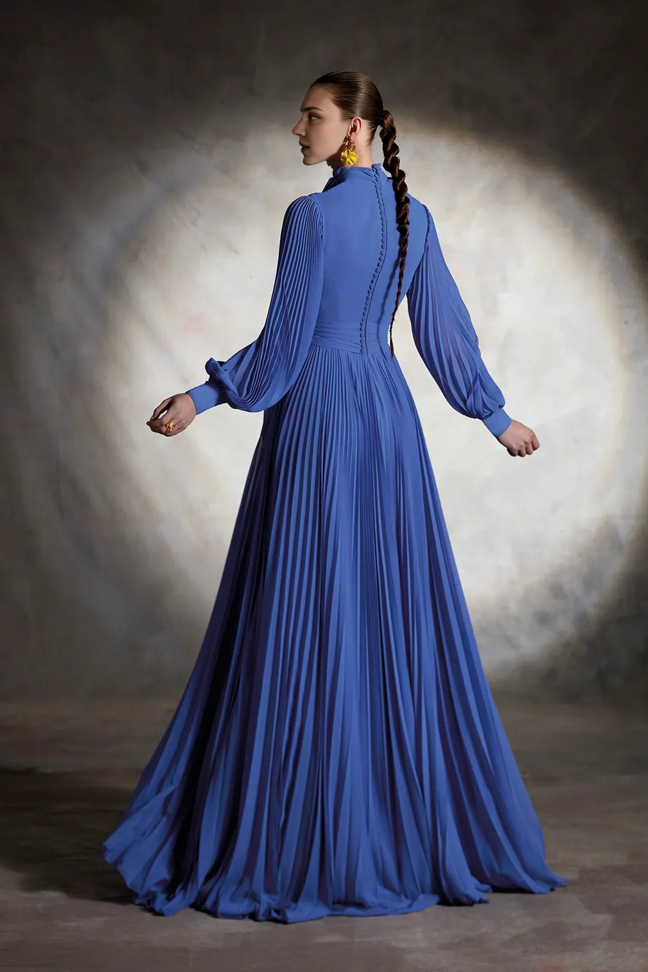 Prom Dresses Stores A-line Blue Long-sleeved Flared Dress Featuring A V Neckline And A Banded Waist Prom Dress Formal Women's Dresses