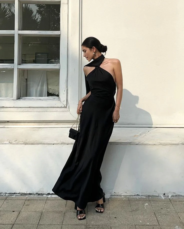 Weitese Formal Wear Dresses Elegant Black Halter Backless Long Evening Dress Prom Dresses Shops Formal Women's Dresses