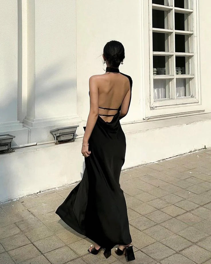 Weitese Formal Wear Dresses Elegant Black Halter Backless Long Evening Dress Prom Dresses Shops Formal Women's Dresses