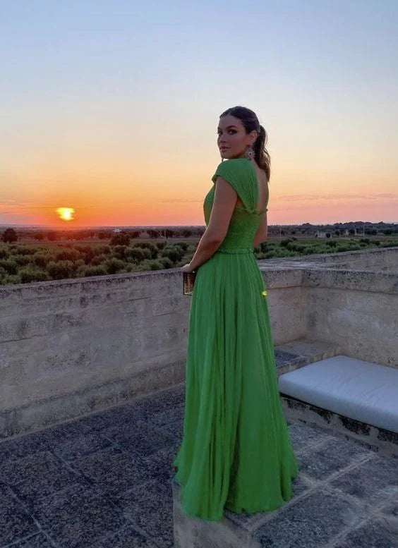 Robes de soirée Weitese pour femmes, robe de bal longue sans manches en tulle vert, coupe trapèze, robes de soirée, magasins 