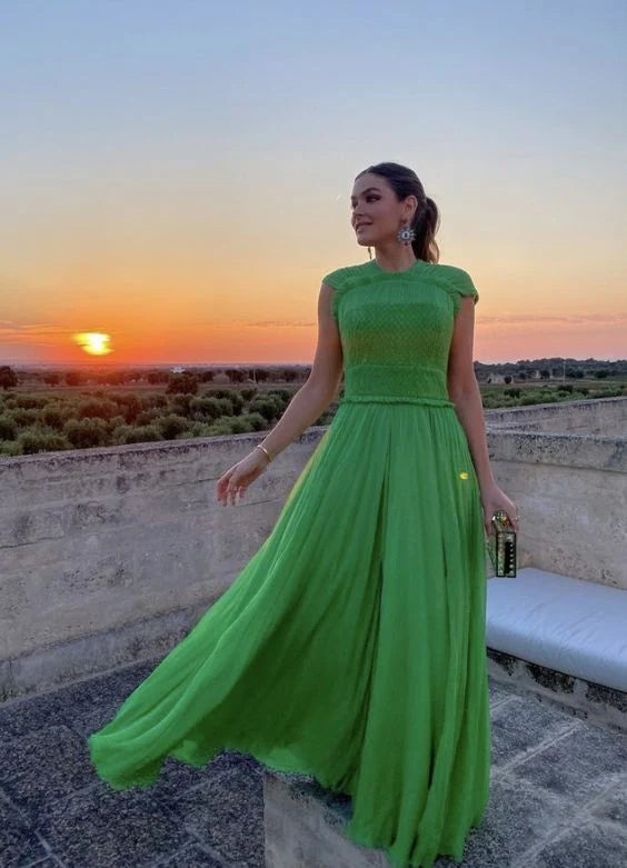Robes de soirée Weitese pour femmes, robe de bal longue sans manches en tulle vert, coupe trapèze, robes de soirée, magasins 