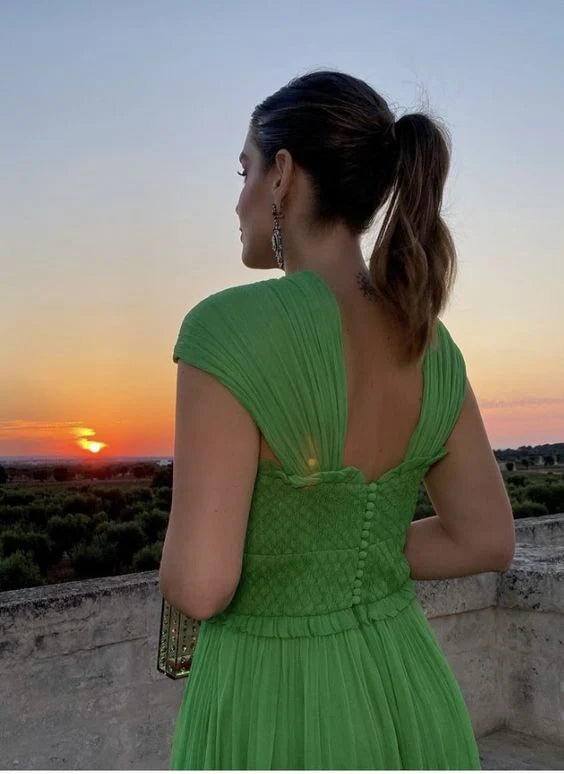 Robes de soirée Weitese pour femmes, robe de bal longue sans manches en tulle vert, coupe trapèze, robes de soirée, magasins 