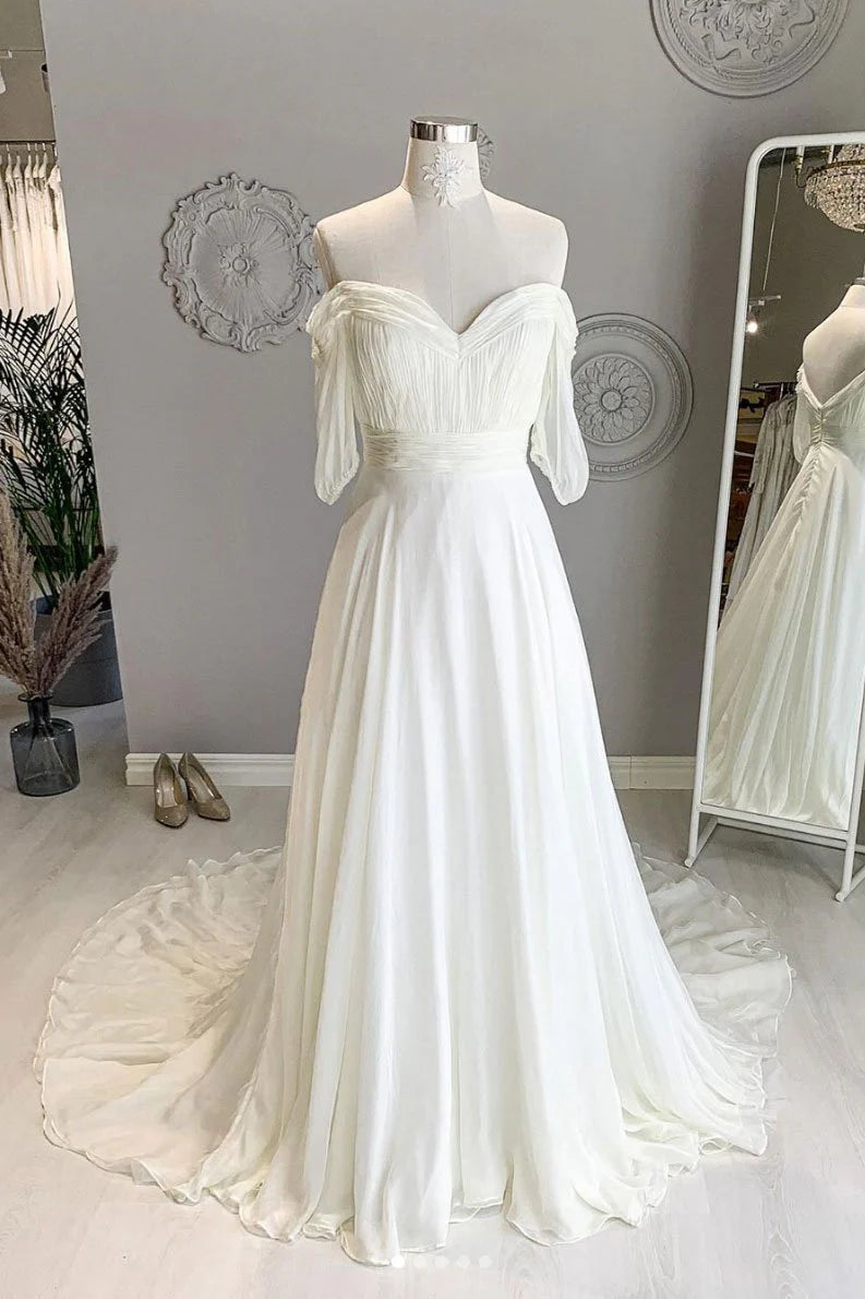 Weitese Formal Women's Dresses White Sweetheart Chiffon Long Prom Dress White Formal Dress Prom Dresses Stores