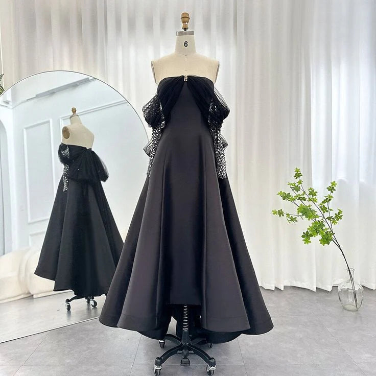 Weitese Formal Women's Dresses Black Dreamy Crystal Luxury Evening Dresses Long Sleeve Party Prom Dress Prom Dresses Stores