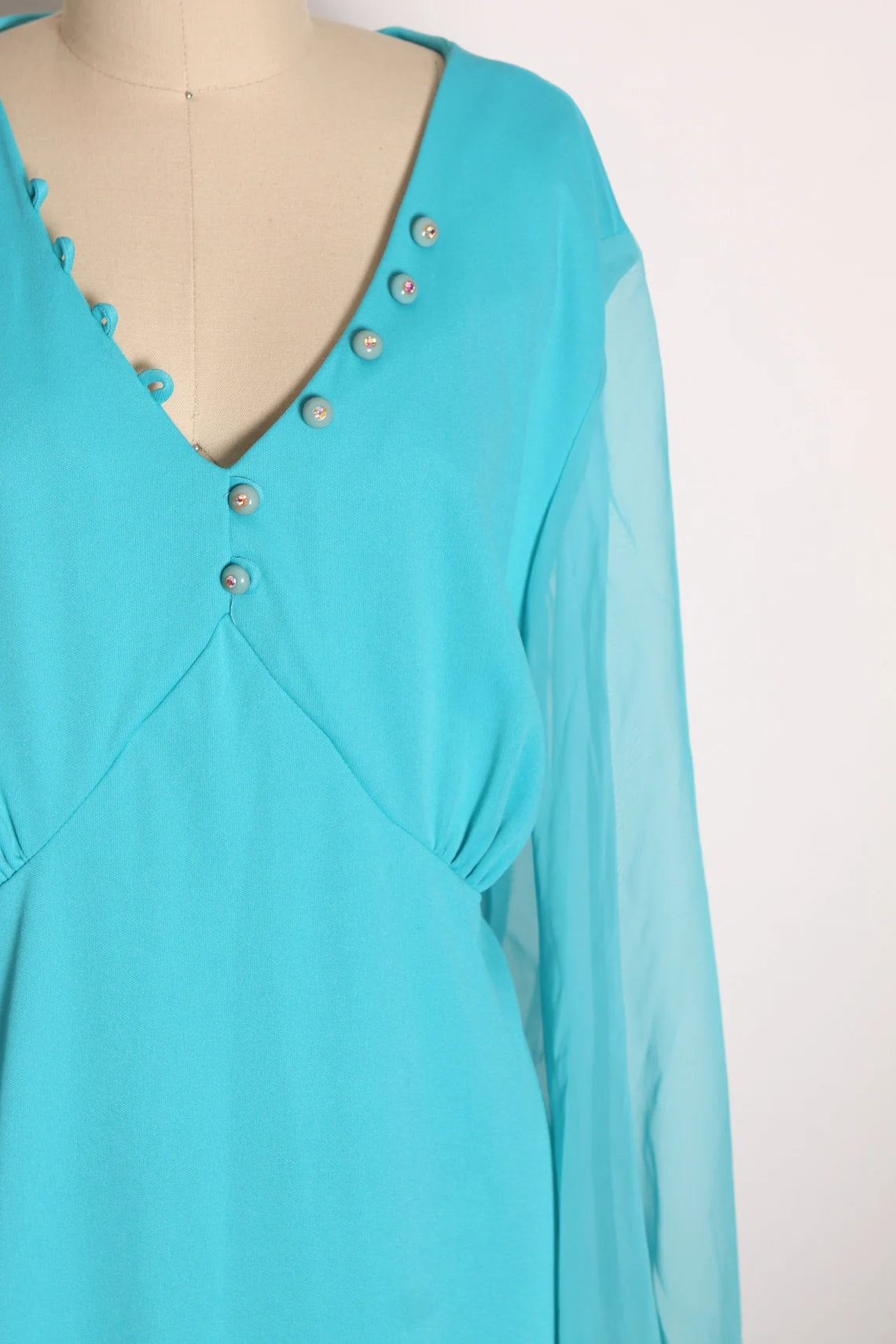 Long Sleeves A-line Elegant V Neck Floor Length Dress Prom Party Dress