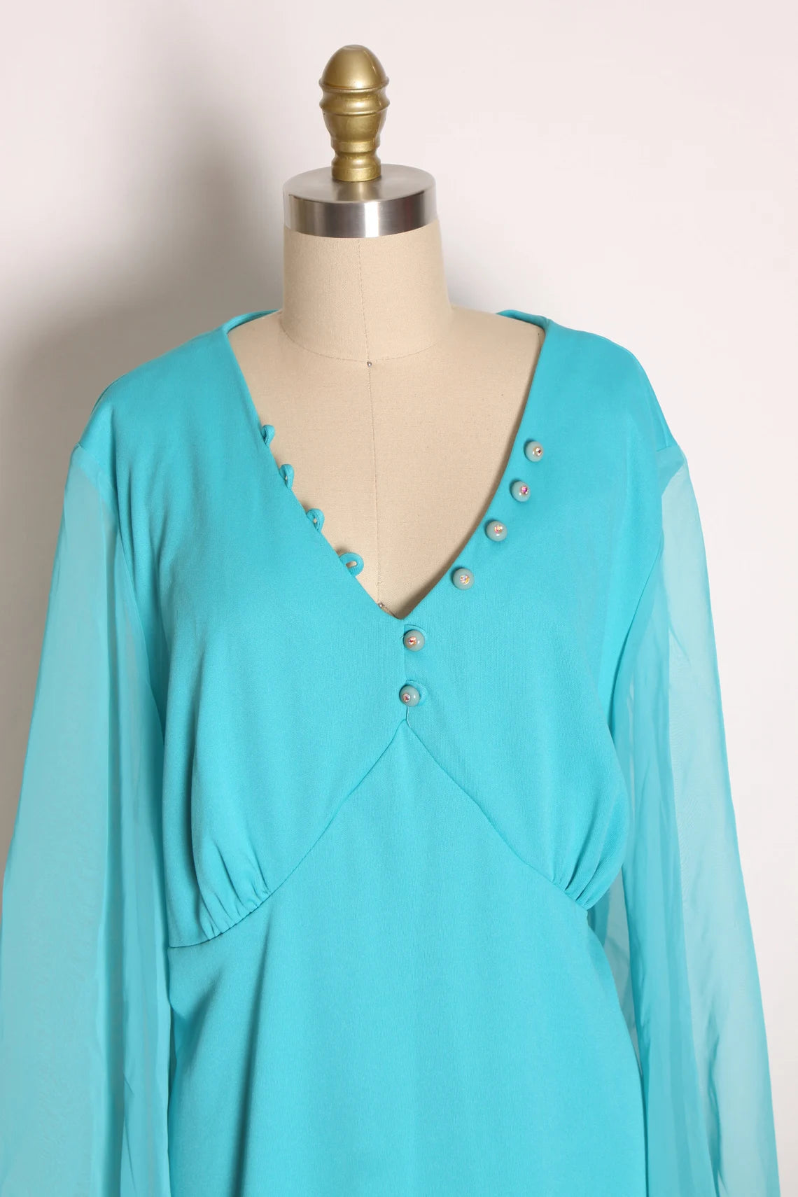 Long Sleeves A-line Elegant V Neck Floor Length Dress Prom Party Dress