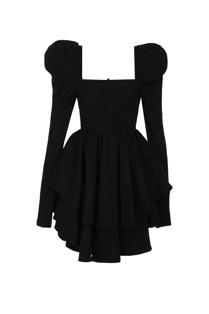 Long Sleeved Square Collar Tight Corset With Irregular Hem Homecoming Dress