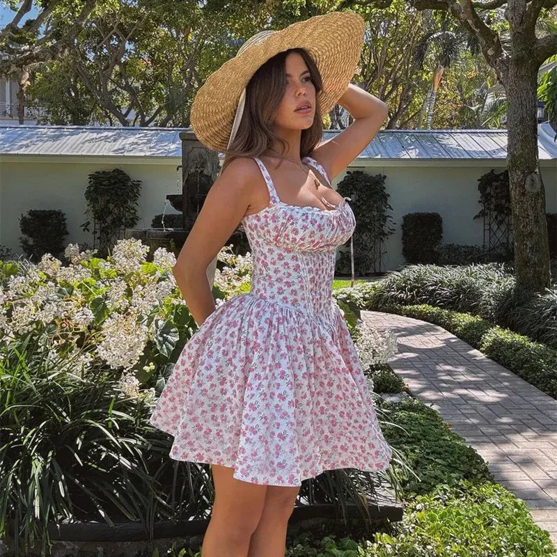 Lovely A-Line Off-the-Shoulder Floral Print Lace Trim Pink Short Homecoming Dress