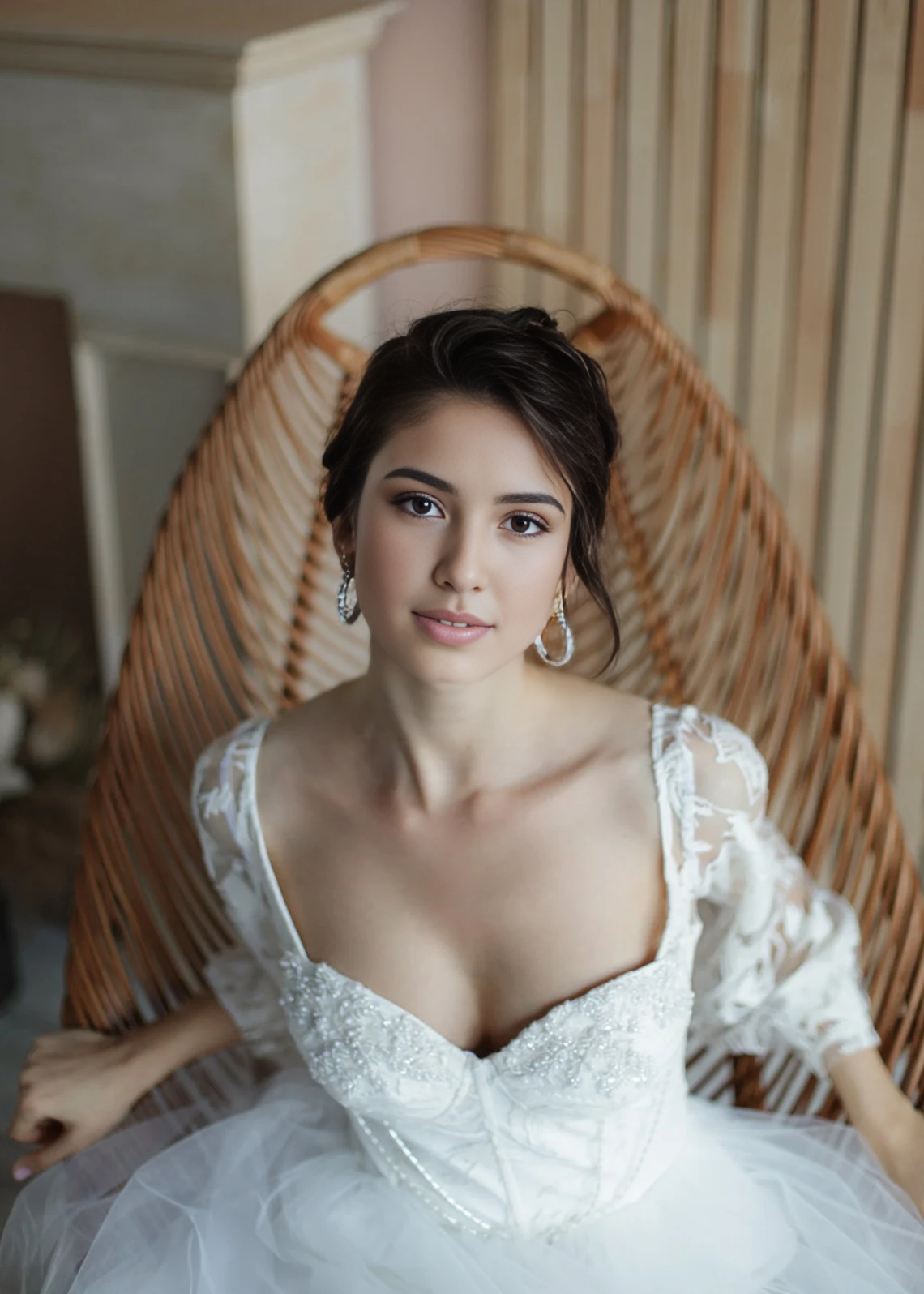Luxurious Corset Wedding Dress Voluminous Long Boho Sleeves Romantic Embroidered Lace Gown Whimsical Skirt Classic Wedding Bride Dress