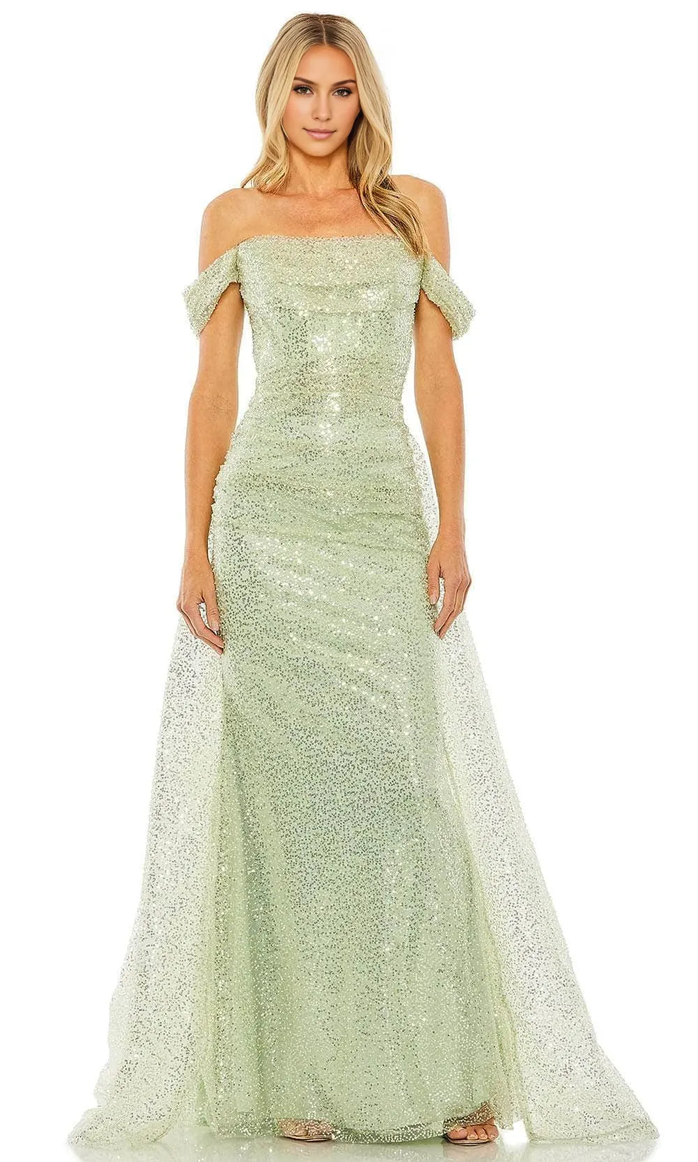 Luxury Fitted Off the Shoulder Sleeveless Sequin Sweep/Brush Train Prom Dress