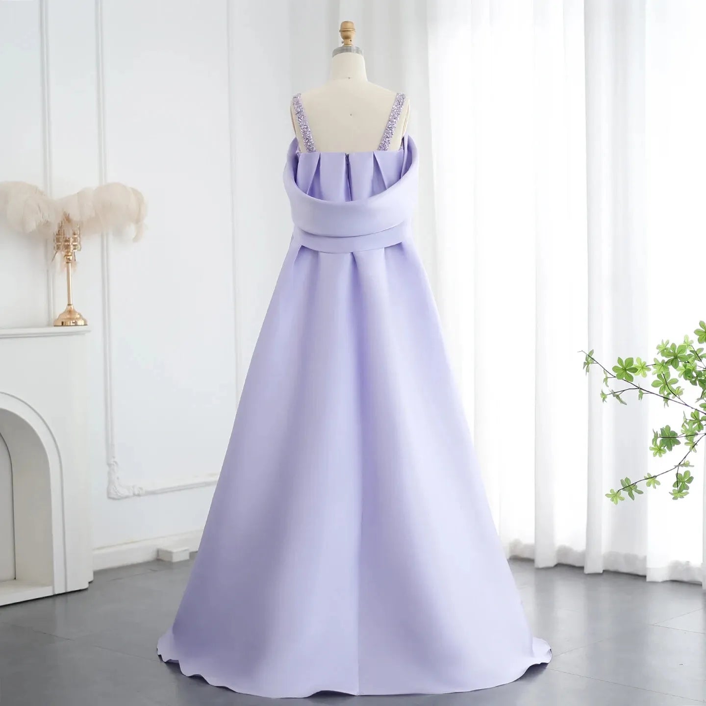 Luxury Off-The-Shoulder Sheath Sleeveless Pleated Satin Sweep Train Evening Dress